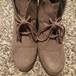 Microsuede Wedge Booties